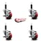 Service Caster 3'' Red Poly Swivel 1'' Expanding Stem Caster Set with Brake, 4PK SCC-EX20S314-PPUB-RED-TLB-1-4 - alternate 4